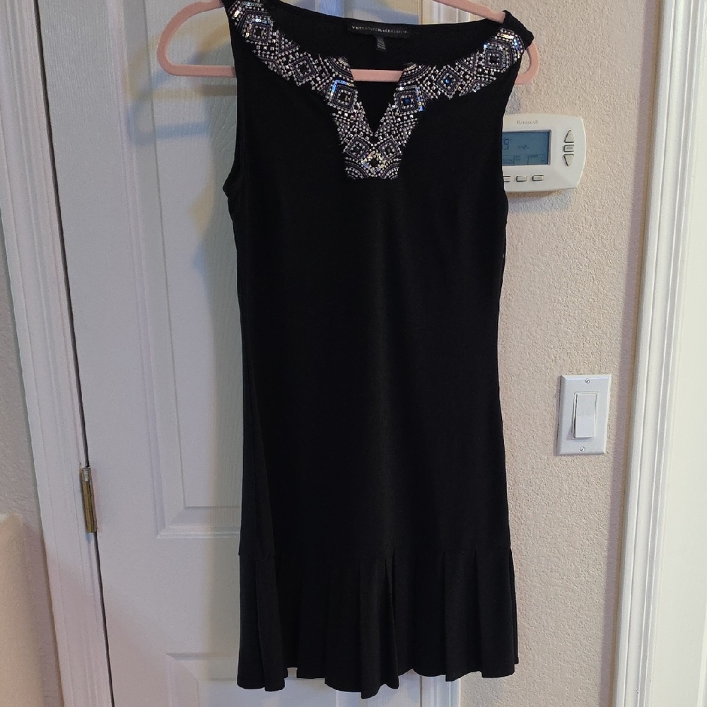 WHBM 3D Embellished Black Sleeveless Dress XS